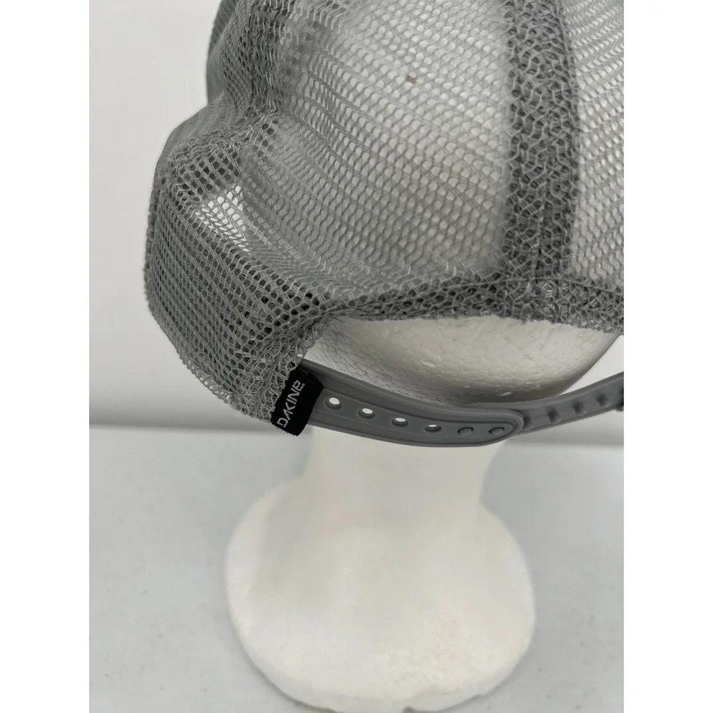 Dakine Mens Heather Grey Mesh Back Trucker Hat Faux Leather Patch Snapback Cap